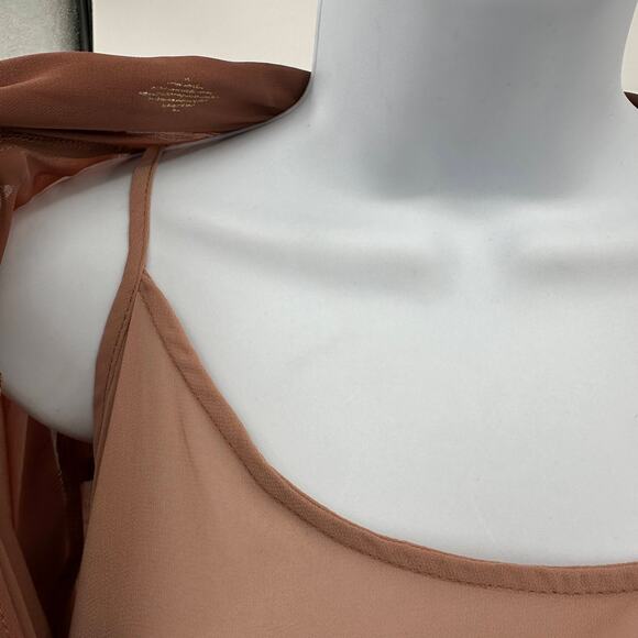 Mystree Long Sleeve Top WMNS L Mauve Gold Built In Cami Adjustable Strap Hi Low - Picture 6 of 12